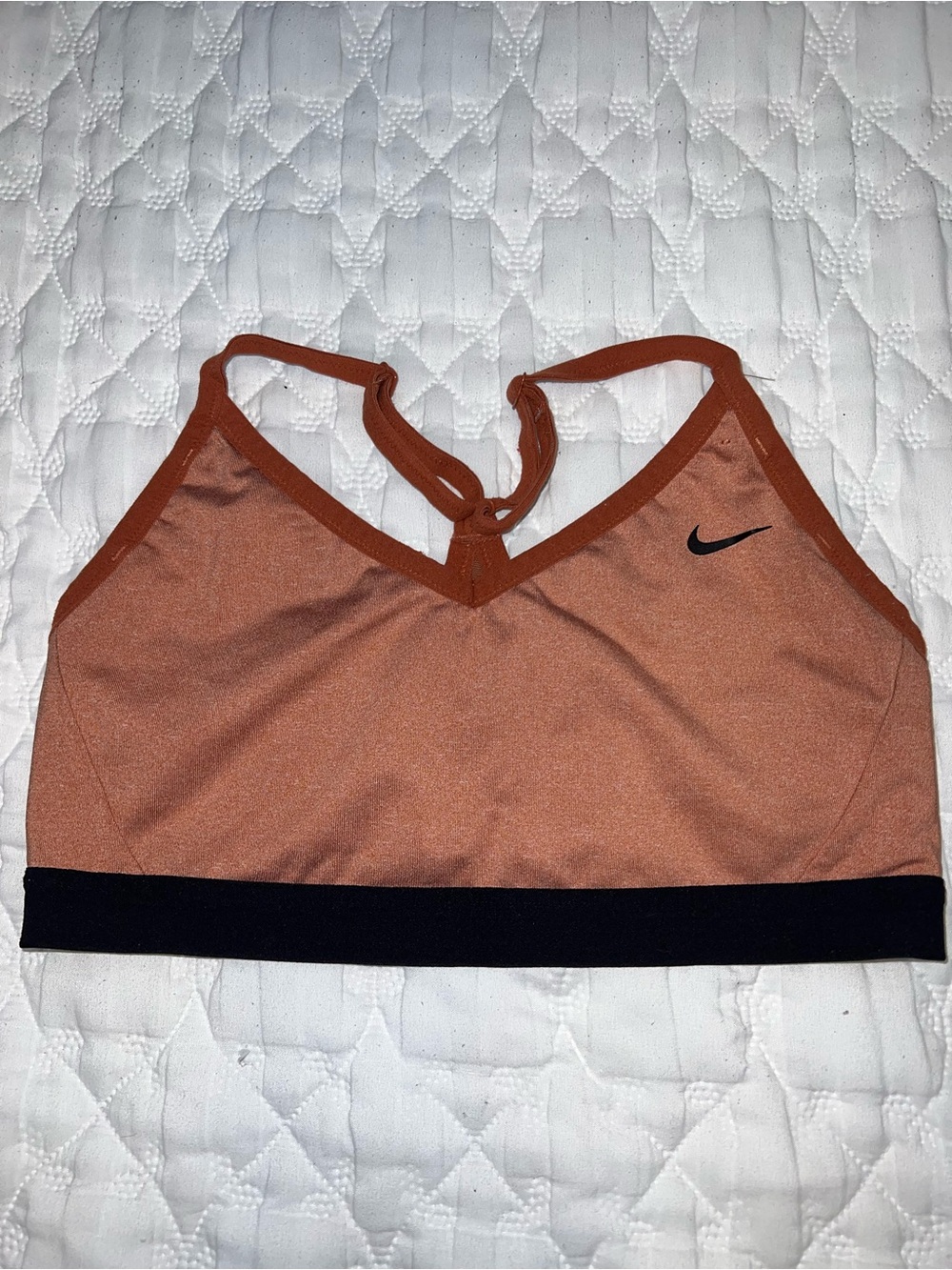 Nike Women’s Rust-Colored Sports Bra with Black Underband